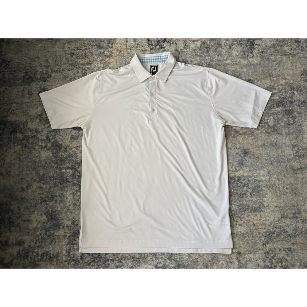 FootJoy FJ Athletic‎ Fit Golf Polo Shirt Men's Solid White Short Sleeve 2XL